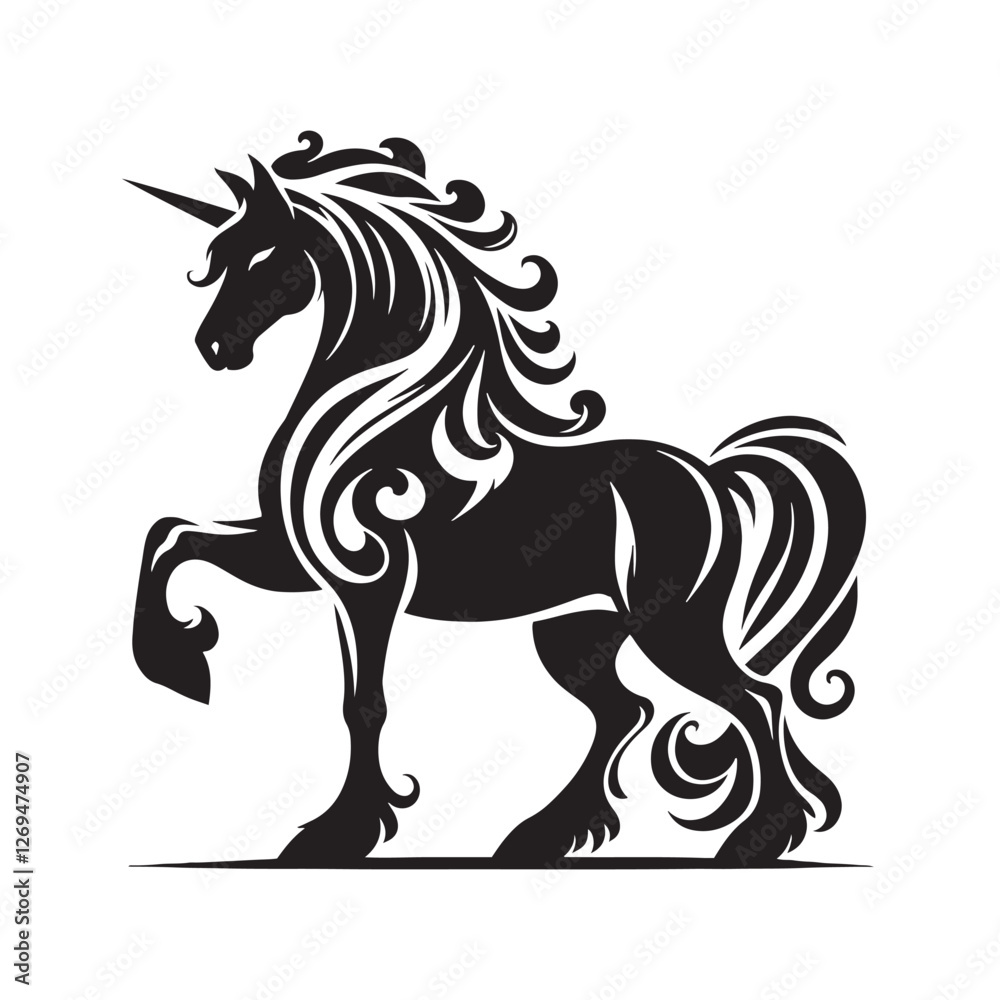 Unicorn silhouette standing with infinite majesty - Unicorn illustration - Minimalist Unicorn vector - Mythical creature silhouette
Unicorn silhouette standing with infinite majesty - Unicorn illustration - Minimalist Unicorn vector - Mythical creature silhouette