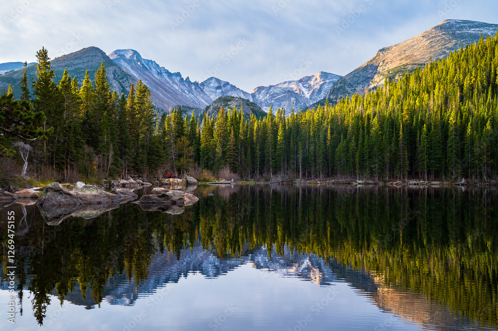 sunrise reflection of the mountain lake sunrise reflection of the mountain lake