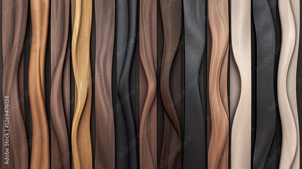 Obraz premium Hyper-Realistic Wavy Woodgrain,超リアルな波状木目のパターン.Generative AI