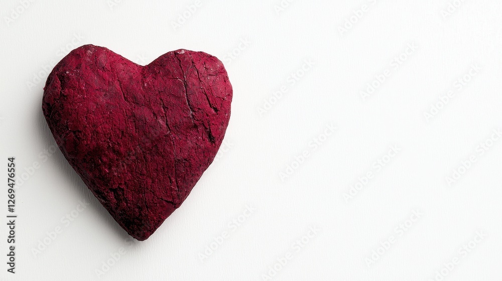 Obraz premium Handmade Red Heart Stone on White Background Representing Love and Affection for Various Themes