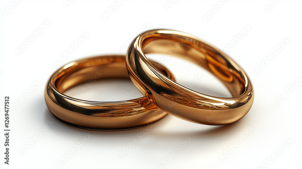 Golden wedding rings rest gracefully together, glimmering softly under gentle light. Each ring represents lifelong commitment and deep affection, celebrating a beautiful union Golden wedding rings rest gracefully together, glimmering softly under gentle light. Each ring represents lifelong commitment and deep affection, celebrating a beautiful union