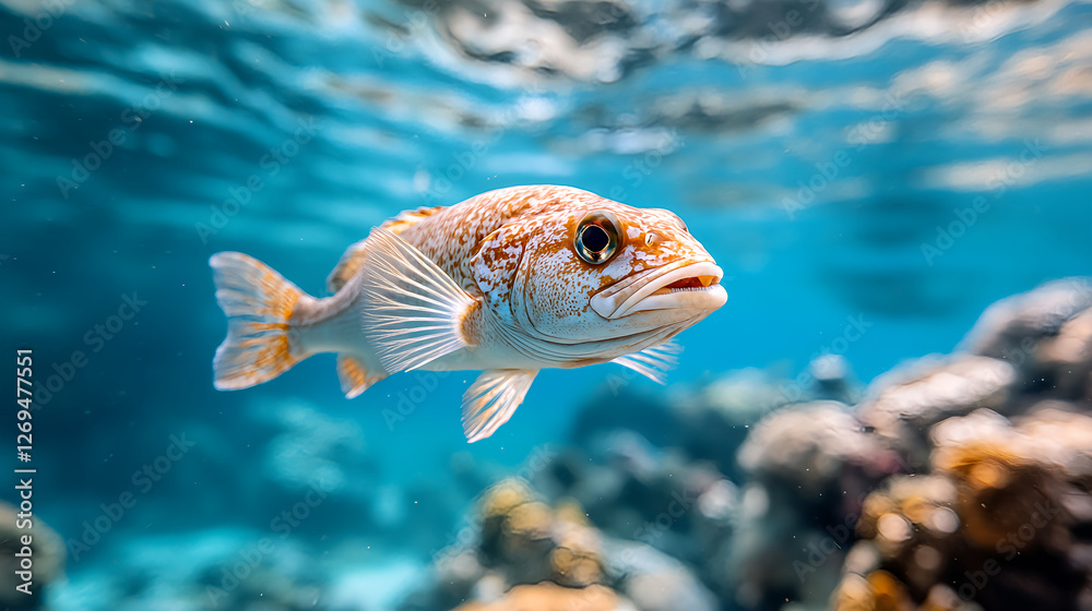 Fototapeta premium vibrant fish swimming in clear ocean reserve, showcasing marine life