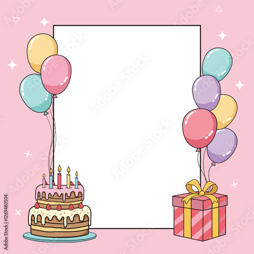 Happy Birthday art board design vector illustration , happy birthday card design, birthday card with birthday cake