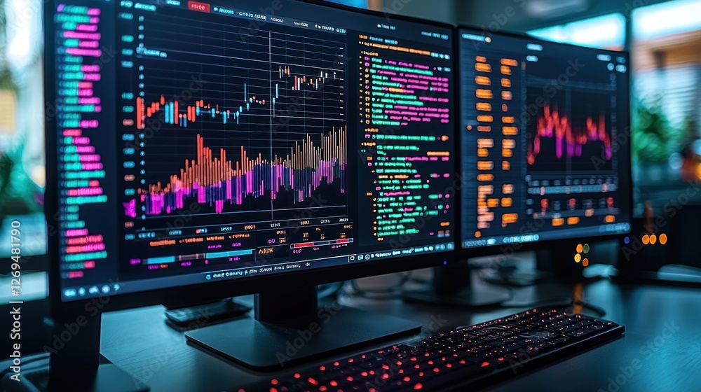 Financial data analysis on triple monitors Financial data analysis on triple monitors