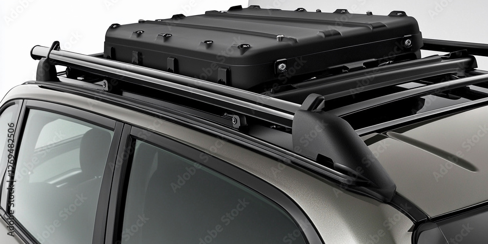 Obraz premium Roof cargo box mounted on a compact SUV for travel