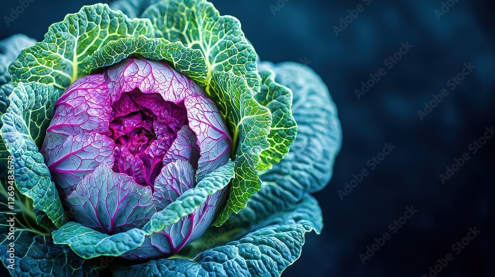 Obraz premium Closeup of Colourful Cabbage and Cherry Against a Background
