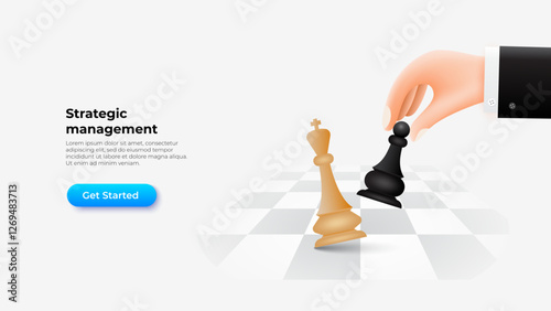 Business strategy concept represented through a chess game with a strategic move. Ideal for themes about planning, management, and strategic thinking