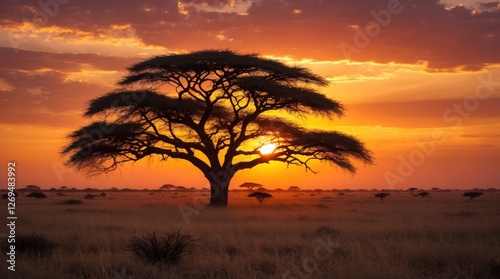 African Sunset Silhouette Tree Landscape Photography