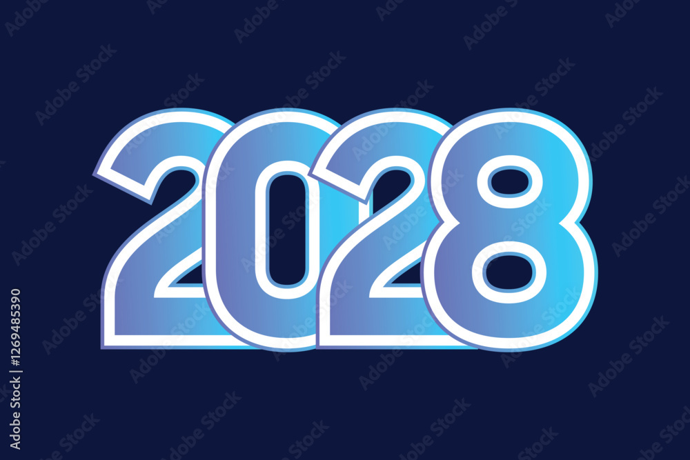 Happy New Year 2028 Design Template with stacked numbers. Happy New Year 2028 Design Template with stacked numbers.
