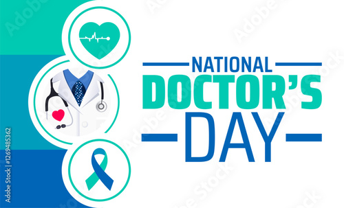 National Doctor’s Day background banner or poster design template. observed every year in March. Holiday concept. Use to any Template, card, poster, placard, template.