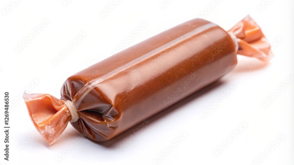 Wrapped Caramel Candy on White Background Wrapped Caramel Candy on White Background