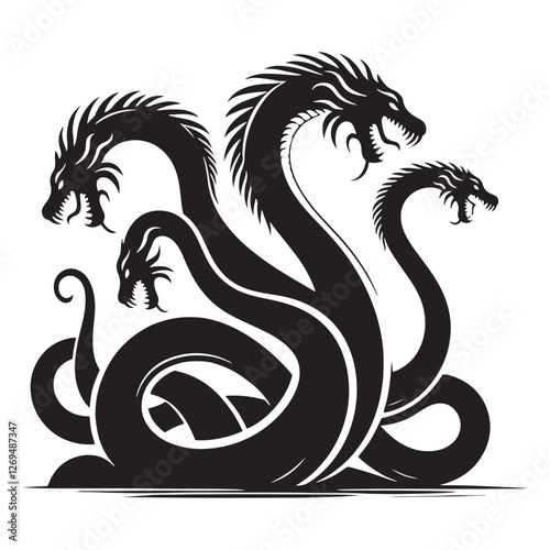 black hydra monster graphic on white background clip art preview