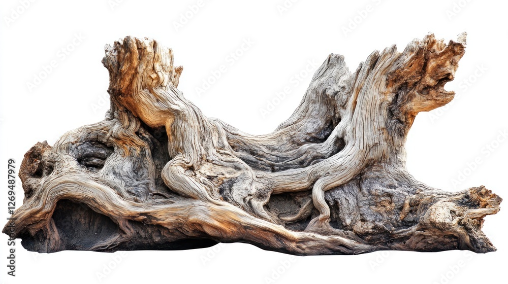 Weathered tree root, desert landscape, isolated, nature art Weathered tree root, desert landscape, isolated, nature art