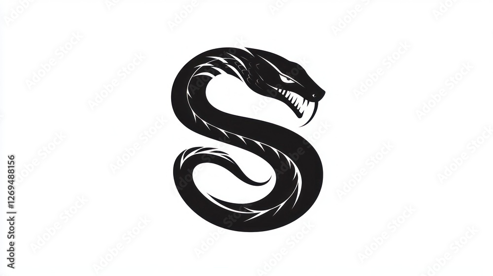 Obraz premium Snake logo design, stylized letter S, graphic element, background white