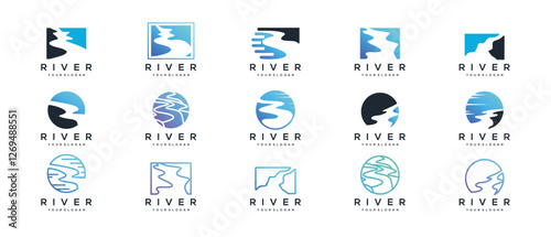 River logo design template collection. nature river logo icon