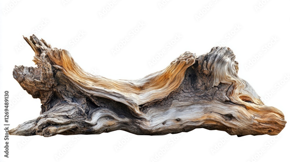 Weathered tree trunk isolated on white, nature design element Weathered tree trunk isolated on white, nature design element
