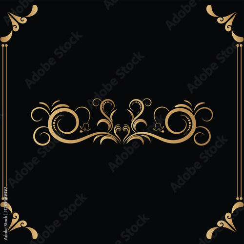 Luxury mandala design black background in gold color