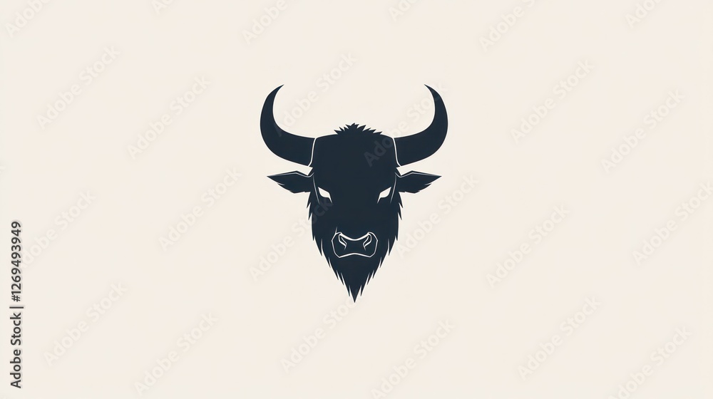 Silhouetted bull head graphic design, minimalist style, use in logo or poster Silhouetted bull head graphic design, minimalist style, use in logo or poster