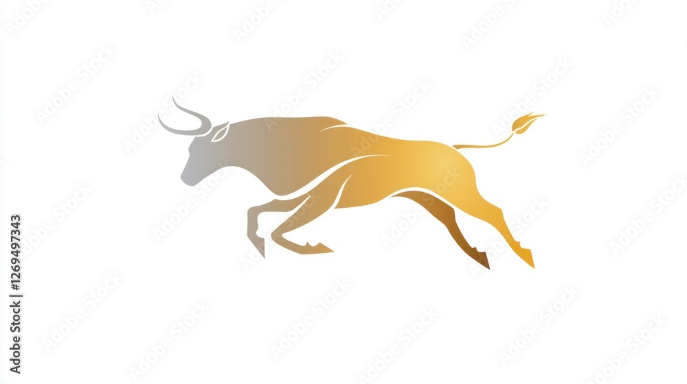 Fototapeta premium Abstract bull running, graphic design, art
