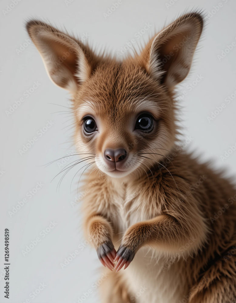 Obraz premium Baby Kangaroo (Joey) Peeking Out from Its Mother's Pouch