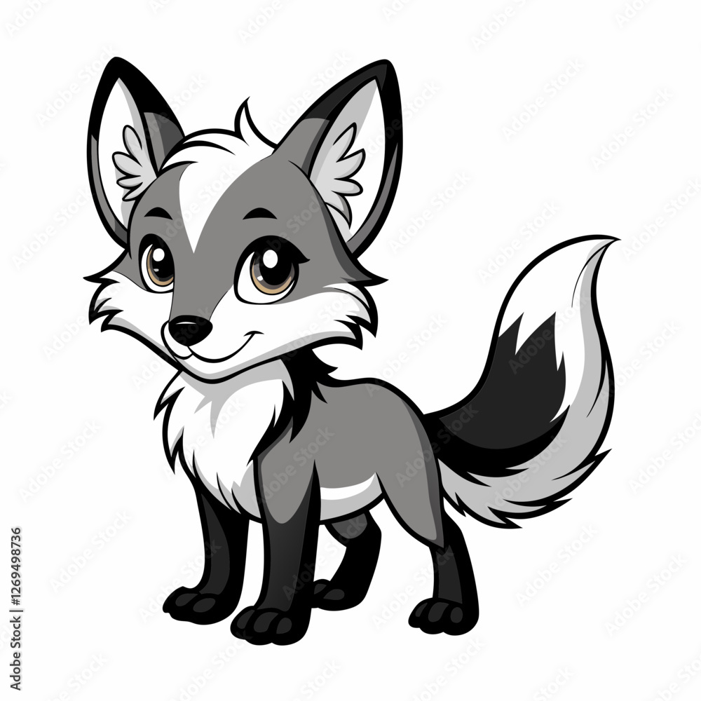 Obraz premium Cartoon wolf Character vector Illustration
