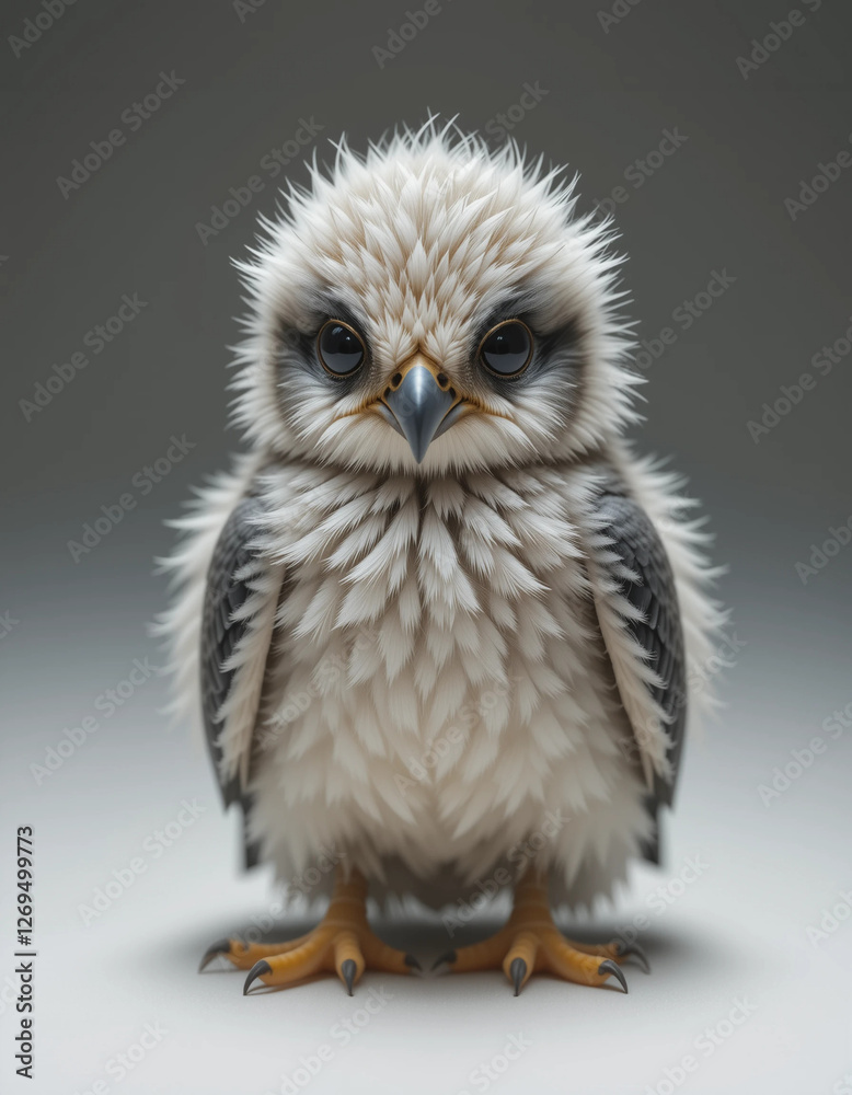 Obraz premium Baby Falcon Sitting with Sharp Eyes and Tiny Claws 