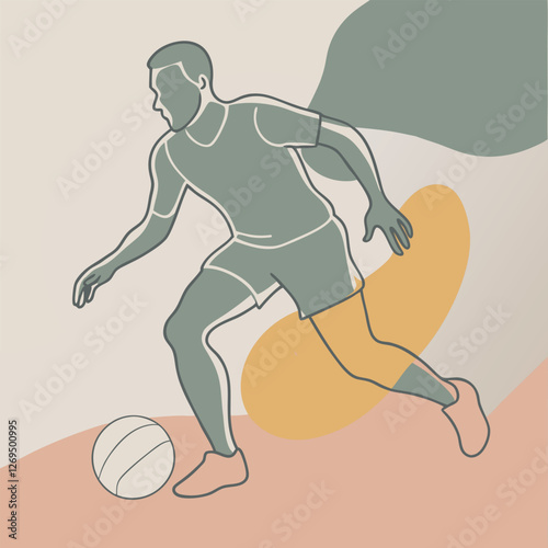 black silhouette of a football player dribbling the ball,