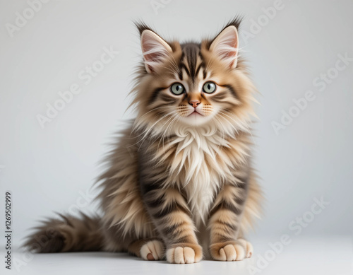 Baby Maine Coon Kitten with Fluffy Ears and Large Paws