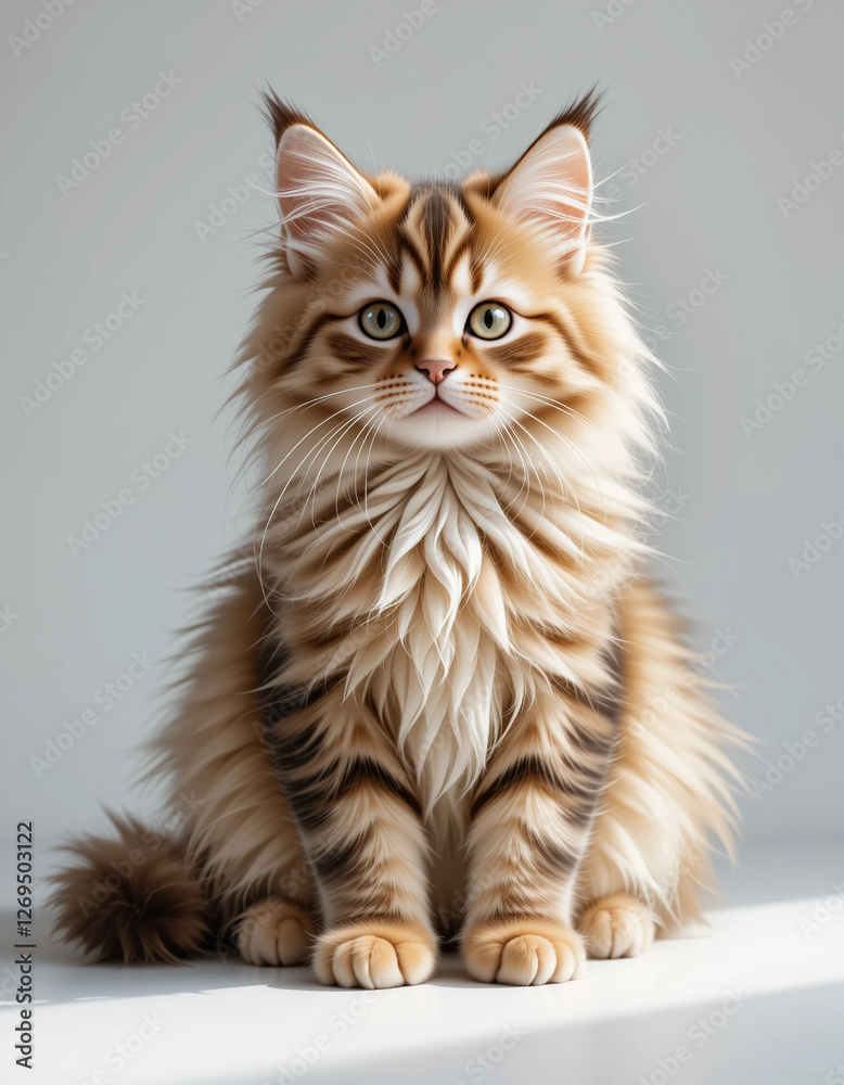 Obraz premium Baby Maine Coon Kitten with Fluffy Ears and Large Paws