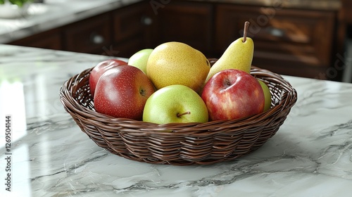 Wallpaper Mural Fresh fruit in wicker basket on kitchen counter Torontodigital.ca