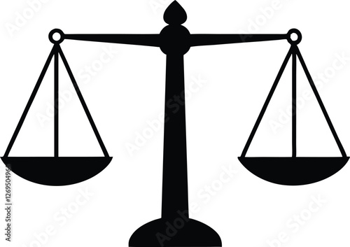 Balance scale vector, judge scale silhouette icon