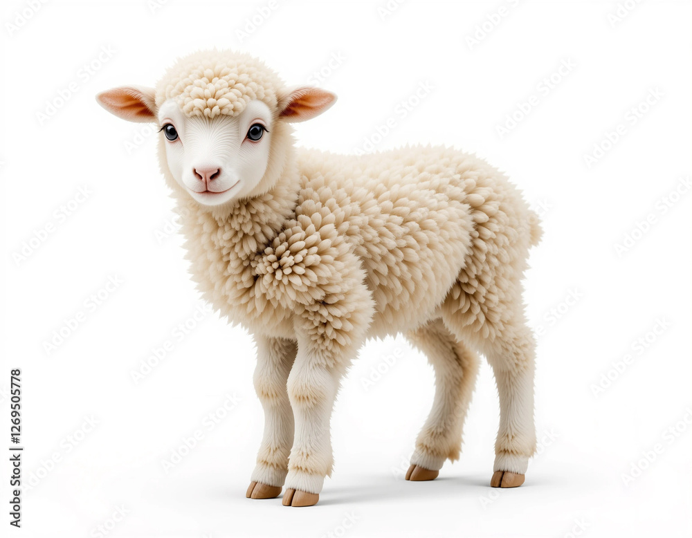 Baby Lamb Standing with Soft Wool and Big Gentle Eyes Baby Lamb Standing with Soft Wool and Big Gentle Eyes