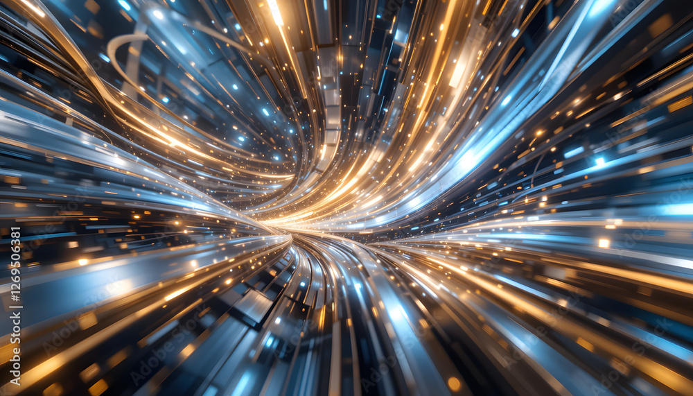 Fototapeta premium Abstract Futuristic Glowing Tunnel