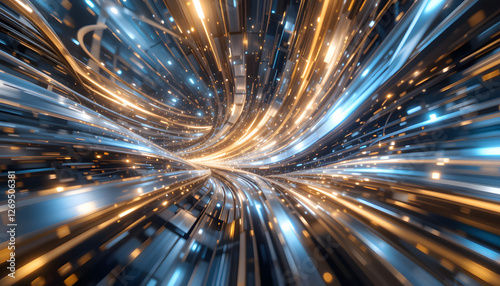 Abstract Futuristic Glowing Tunnel