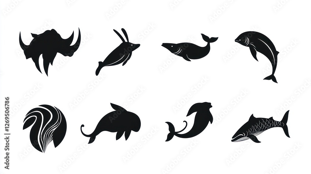 Obraz premium Set of animal silhouettes for a logo design. Collection of black vector animal icons