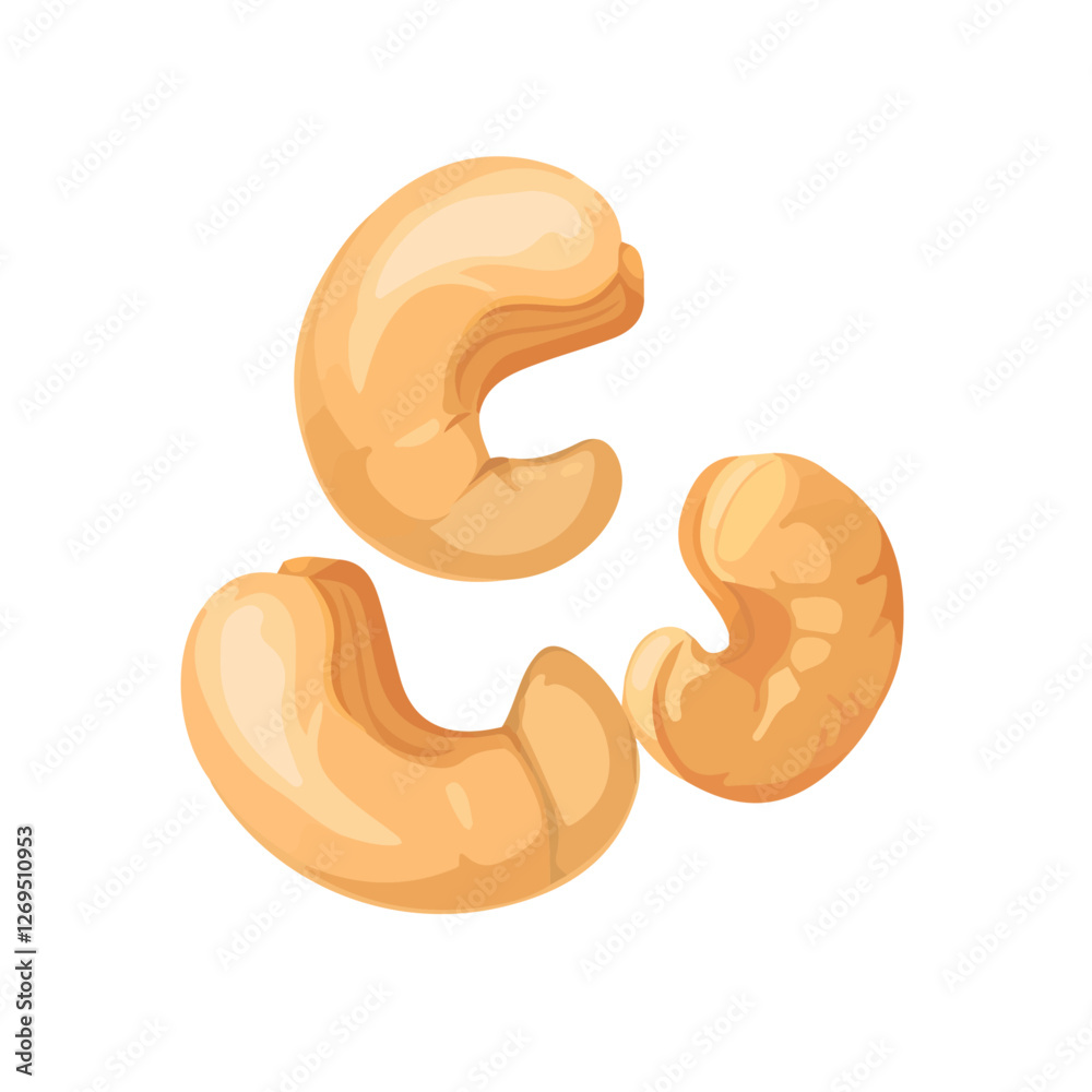 2D flat vector illustration cashews icon isolated on a white background.
2D flat vector illustration cashews icon isolated on a white background.