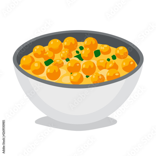 2D flat vector illustration chickpea curry icon isolated on a white background.

