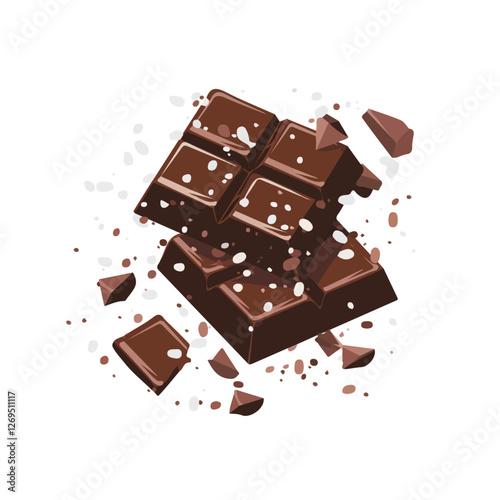 2D flat vector illustration chocolate with sea salt icon isolated on a white background.

