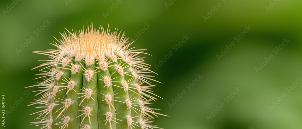 Close-up of a spiky cactus in nature botanical green background macro view Close-up of a spiky cactus in nature botanical green background macro view