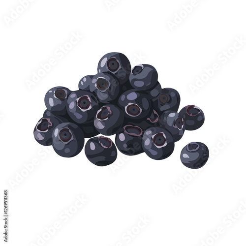 2D flat vector illustration dried blueberries icon isolated on a white background.

