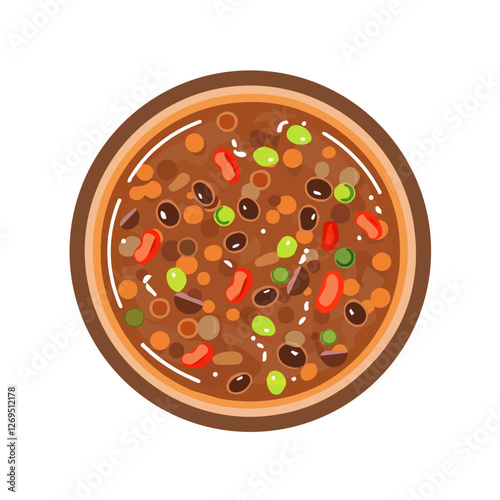 2D flat vector illustration lentil stew icon isolated on a white background.


