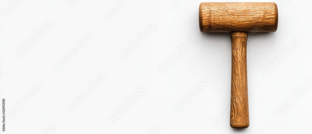 A wooden mallet isolated on a white background for crafting, DIY projects, or hobbies. A wooden mallet isolated on a white background for crafting, DIY projects, or hobbies.