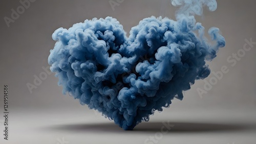 The blue smoke looks subtle and soft, creating an interesting contrast against the darker background. The heart shape gives an emotional touch to this composition.