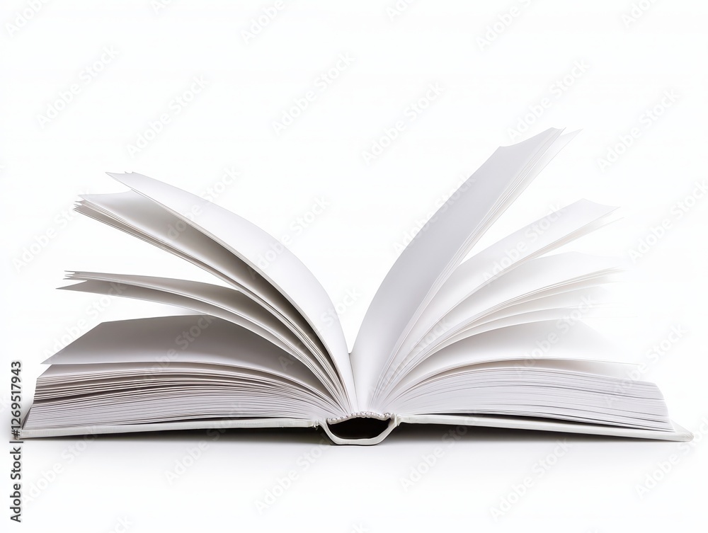 An open blank book with white pages, ready for thoughts and creative ideas. An open blank book with white pages, ready for thoughts and creative ideas.