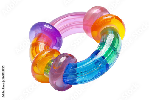 Multi-textured baby teething ring for soothing gums isolated on transparent background