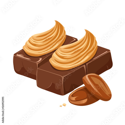 2D flat vector illustration peanut butter chocolate icon isolated on a white background.

