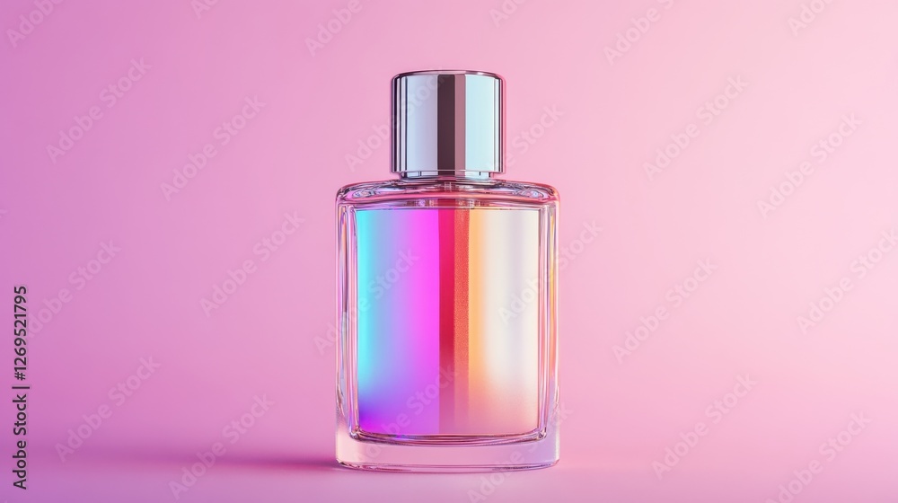 Sleek Metallic Perfume Bottle with Gradient Color Design Sleek Metallic Perfume Bottle with Gradient Color Design