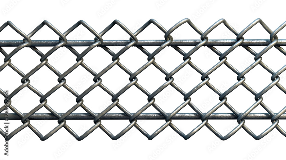 Fototapeta premium Chain Link Fence Grey Wire Mesh Texture, Steel Grid Background for Pattern Design, isolated on transparent background.