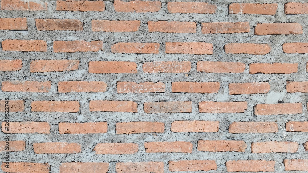 Obraz premium Red, brown brick, vintage brick fence background, arranged in rows, brick wall texture and background, red brick wall texture.