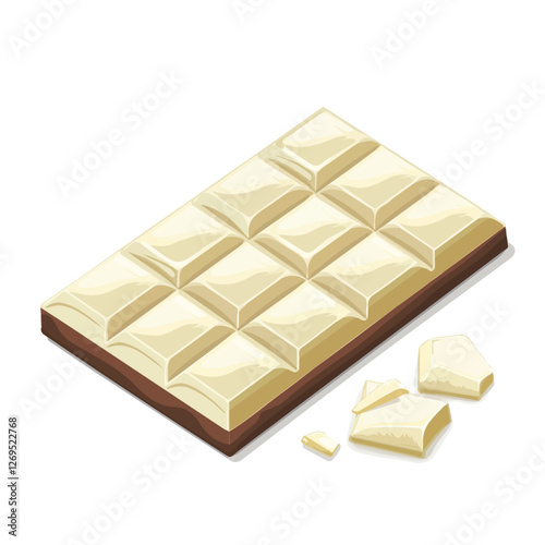 2D flat vector illustration white chocolate bar icon isolated on a white background.

